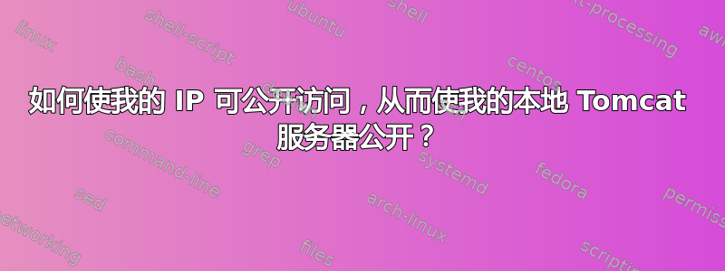 如何使我的 IP 可公开访问，从而使我的本地 Tomcat 服务器公开？