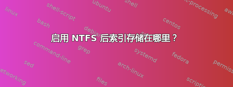 启用 NTFS 后索引存储在哪里？