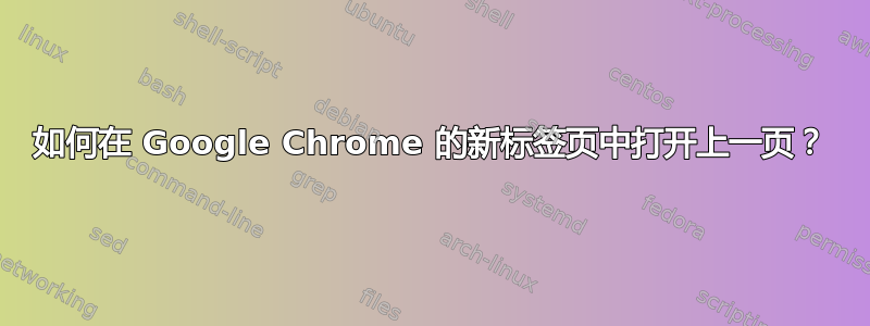 如何在 Google Chrome 的新标签页中打开上一页？