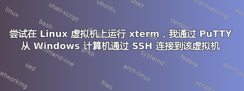 尝试在 Linux 虚拟机上运行 xterm，我通过 PuTTY 从 Windows 计算机通过 SSH 连接到该虚拟机