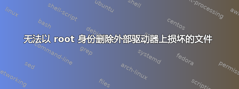 无法以 root 身份删除外部驱动器上损坏的文件