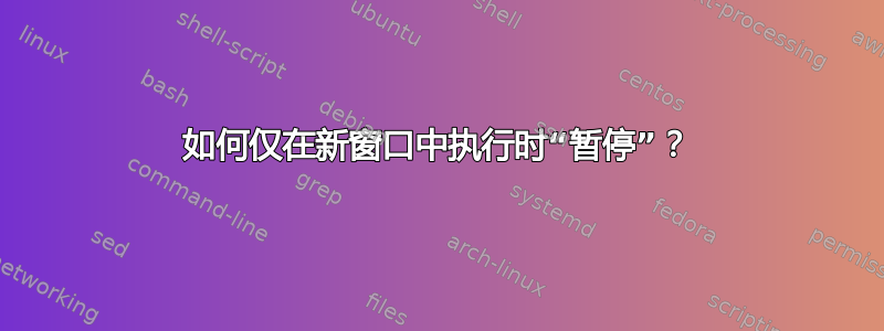 如何仅在新窗口中执行时“暂停”？