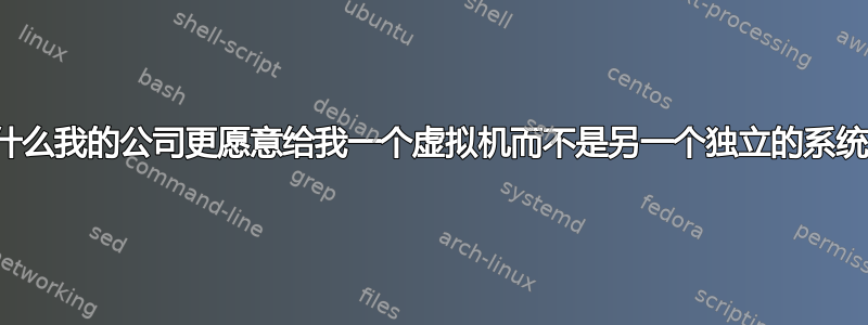 为什么我的公司更愿意给我一个虚拟机而不是另一个独立的系统？