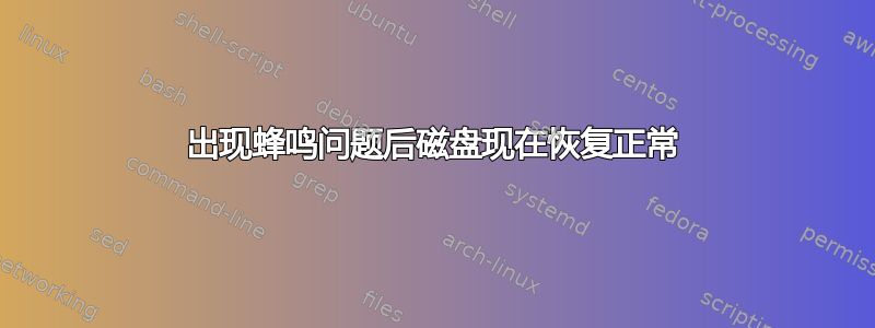 出现蜂鸣问题后磁盘现在恢复正常