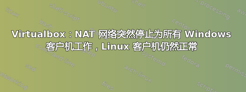 Virtualbox：NAT 网络突然停止为所有 Windows 客户机工作，Linux 客户机仍然正常