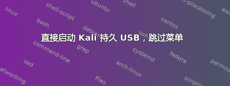 直接启动 Kali 持久 USB，跳过菜单 