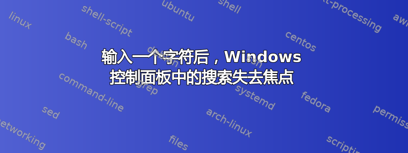 输入一个字符后，Windows 控制面板中的搜索失去焦点