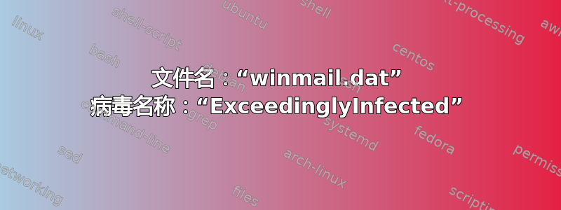 文件名：“winmail.dat” 病毒名称：“ExceedinglyInfected”