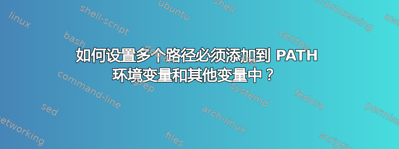 如何设置多个路径必须添加到 PATH 环境变量和其他变量中？ 