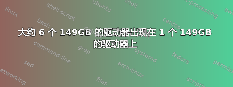 大约 6 个 149GB 的驱动器出现在 1 个 149GB 的驱动器上