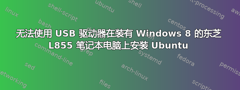 无法使用 USB 驱动器在装有 Windows 8 的东芝 L855 笔记本电脑上安装 Ubuntu