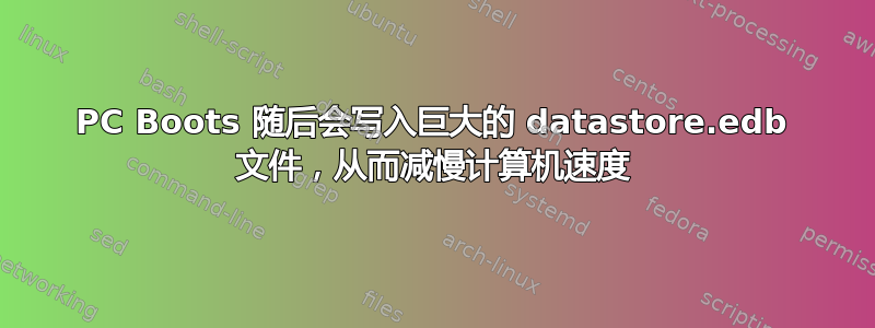 PC Boots 随后会写入巨大的 datastore.edb 文件，从而减慢计算机速度