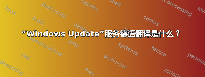 “Windows Update”服务德语翻译是什么？