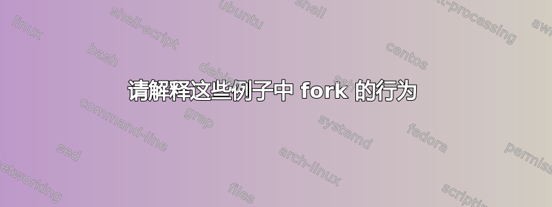 请解释这些例子中 fork 的行为