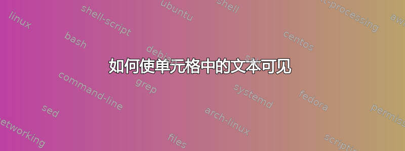 如何使单元格中的文本可见