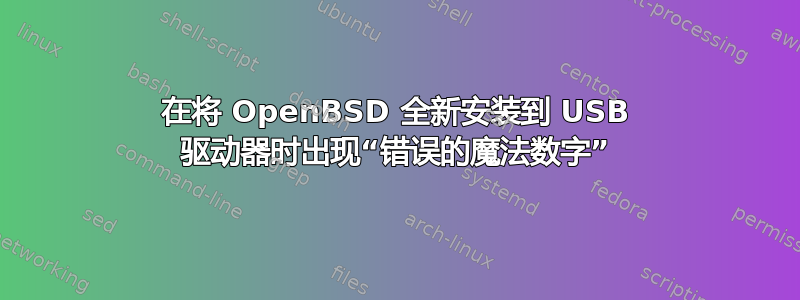 在将 OpenBSD 全新安装到 USB 驱动器时出现“错误的魔法数字”