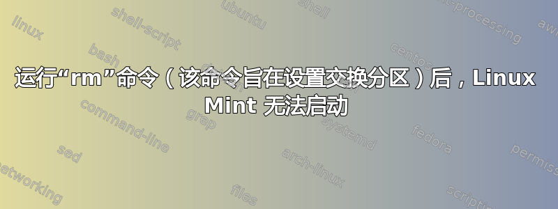 运行“rm”命令（该命令旨在设置交换分区）后，Linux Mint 无法启动