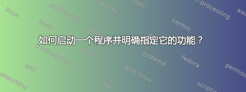 如何启动一个程序并明确指定它的功能？