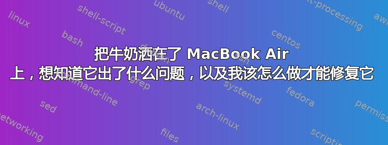 把牛奶洒在了 MacBook Air 上，想知道它出了什么问题，以及我该怎么做才能修复它