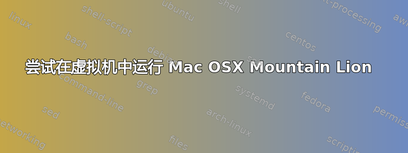 尝试在虚拟机中运行 Mac OSX Mountain Lion 