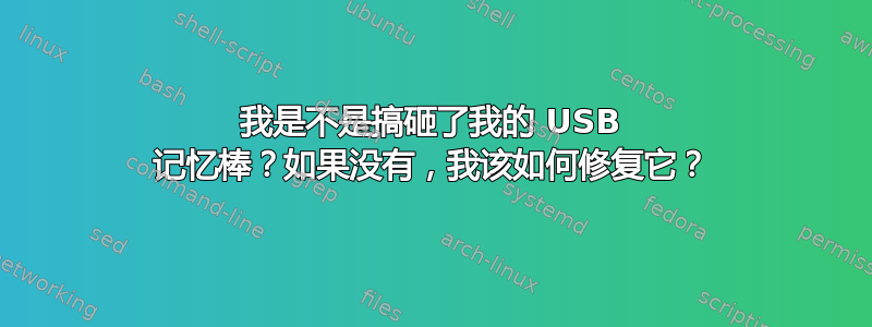 我是不是搞砸了我的 USB 记忆棒？如果没有，我该如何修复它？