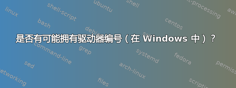 是否有可能拥有驱动器编号（在 Windows 中）？