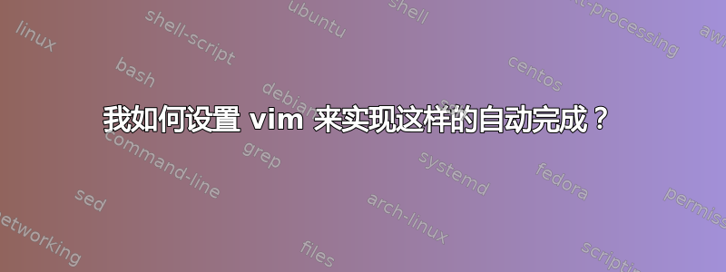 我如何设置 vim 来实现这样的自动完成？