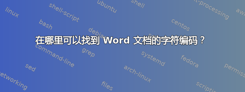 在哪里可以找到 Word 文档的字符编码？