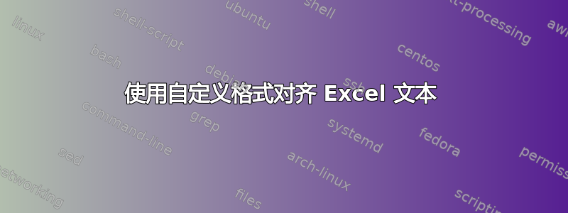 使用自定义格式对齐 Excel 文本