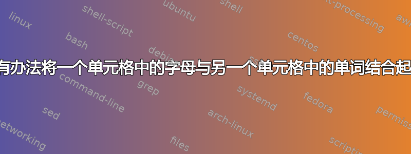 有没有办法将一个单元格中的字母与另一个单元格中的单词结合起来？