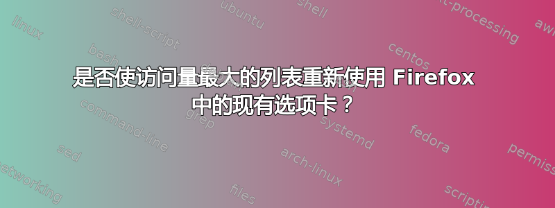 是否使访问量最大的列表重新使用 Firefox 中的现有选项卡？