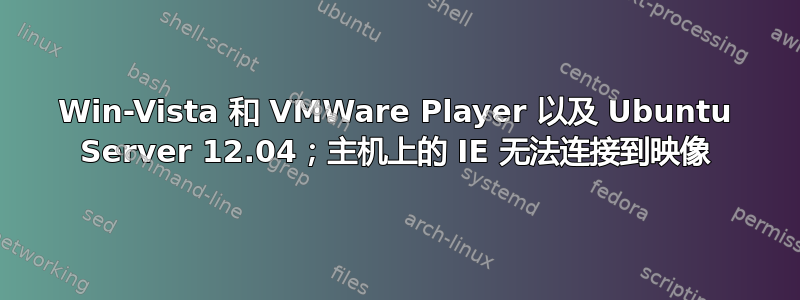 Win-Vista 和 VMWare Player 以及 Ubuntu Server 12.04；主机上的 IE 无法连接到映像