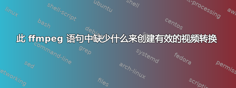 此 ffmpeg 语句中缺少什么来创建有效的视频转换