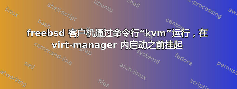 freebsd 客户机通过命令行“kvm”运行，在 virt-manager 内启动之前挂起