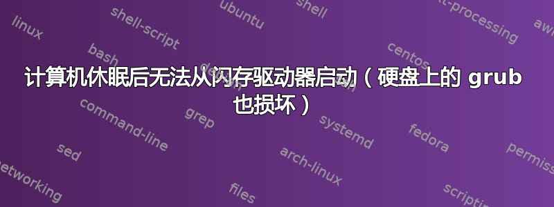 计算机休眠后无法从闪存驱动器启动（硬盘上的 grub 也损坏）