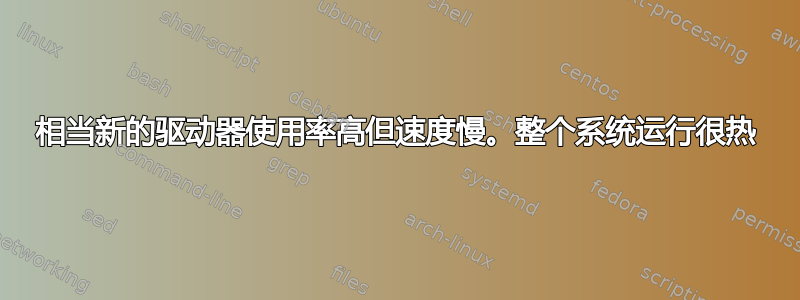 相当新的驱动器使用率高但速度慢。整个系统运行很热