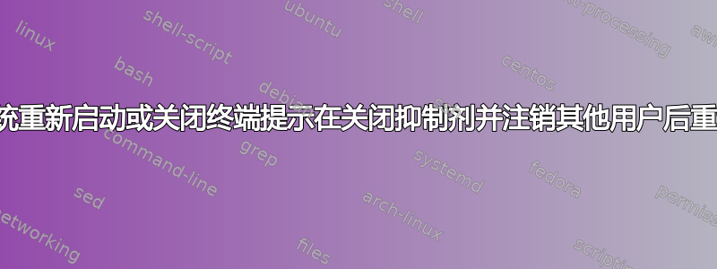 系统重新启动或关闭终端提示在关闭抑制剂并注销其他用户后重试