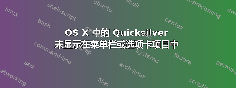 OS X 中的 Quicksilver 未显示在菜单栏或选项卡项目中