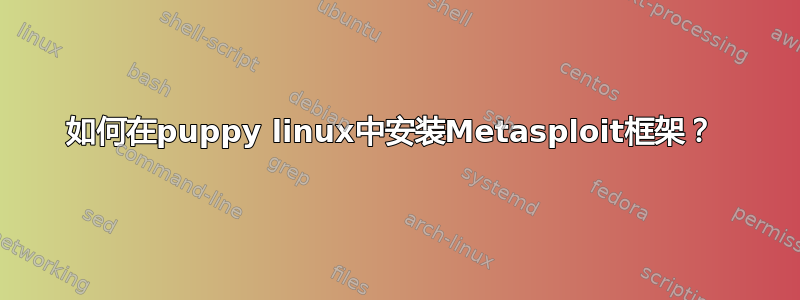 如何在puppy linux中安装Metasploit框架？ 