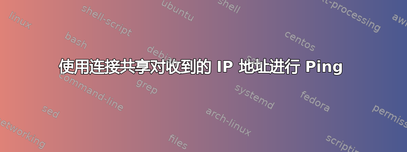 使用连接共享对收到的 IP 地址进行 Ping