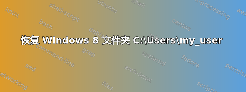 恢复 Windows 8 文件夹 C:\Users\my_user