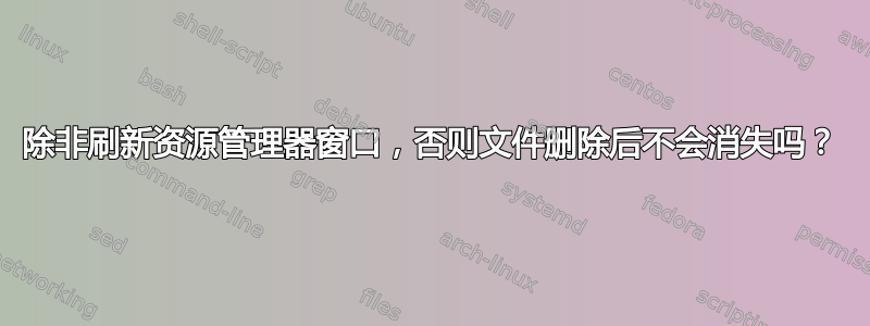 除非刷新资源管理器窗口，否则文件删除后不会消失吗？