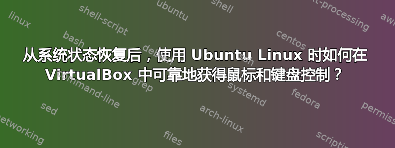 从系统状态恢复后，使用 Ubuntu Linux 时如何在 VirtualBox 中可靠地获得鼠标和键盘控制？