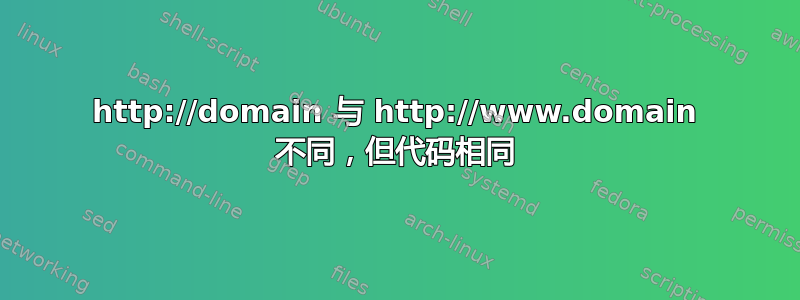 http://domain 与 http://www.domain 不同，但代码相同