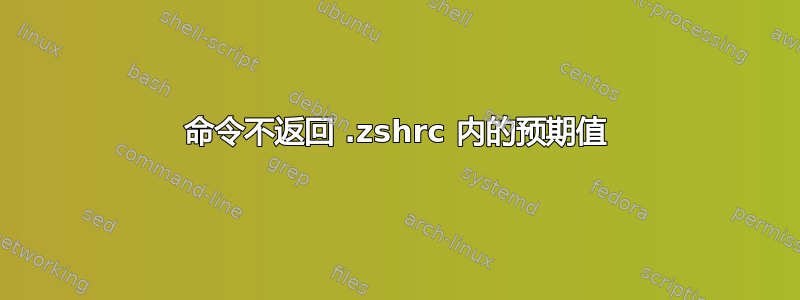 命令不返回 .zshrc 内的预期值