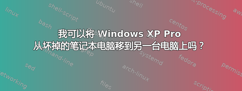 我可以将 Windows XP Pro 从坏掉的笔记本电脑移到另一台电脑上吗？