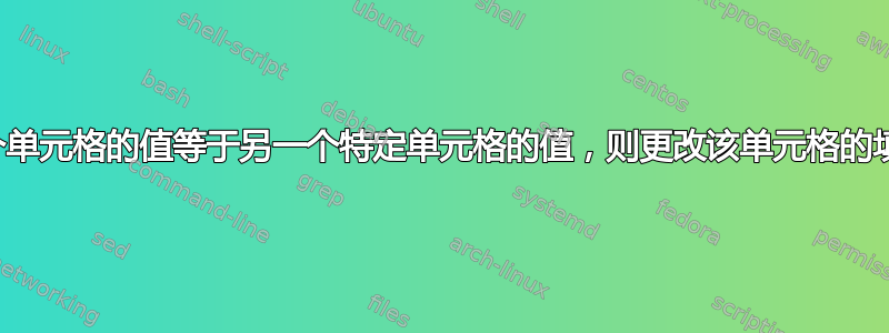 如果某个单元格的值等于另一个特定单元格的值，则更改该单元格的填充颜色