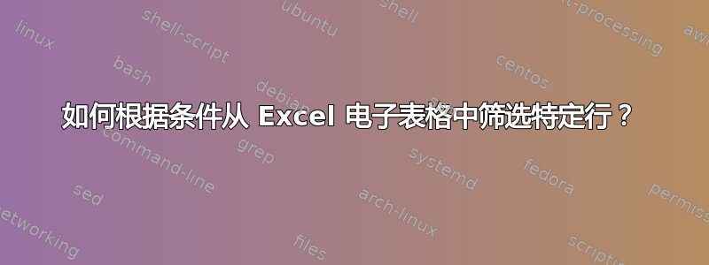 如何根据条件从 Excel 电子表格中筛选特定行？