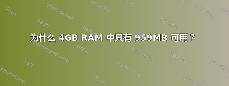 为什么 4GB RAM 中只有 959MB 可用？