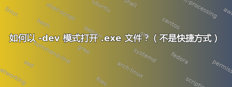 如何以 -dev 模式打开 .exe 文件？（不是快捷方式）